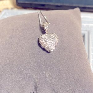Silver CZ heart Necklace. NWT